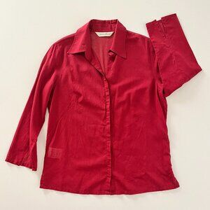 Eddie Bauer maroon semi-sheer long sleeve shirt top SM